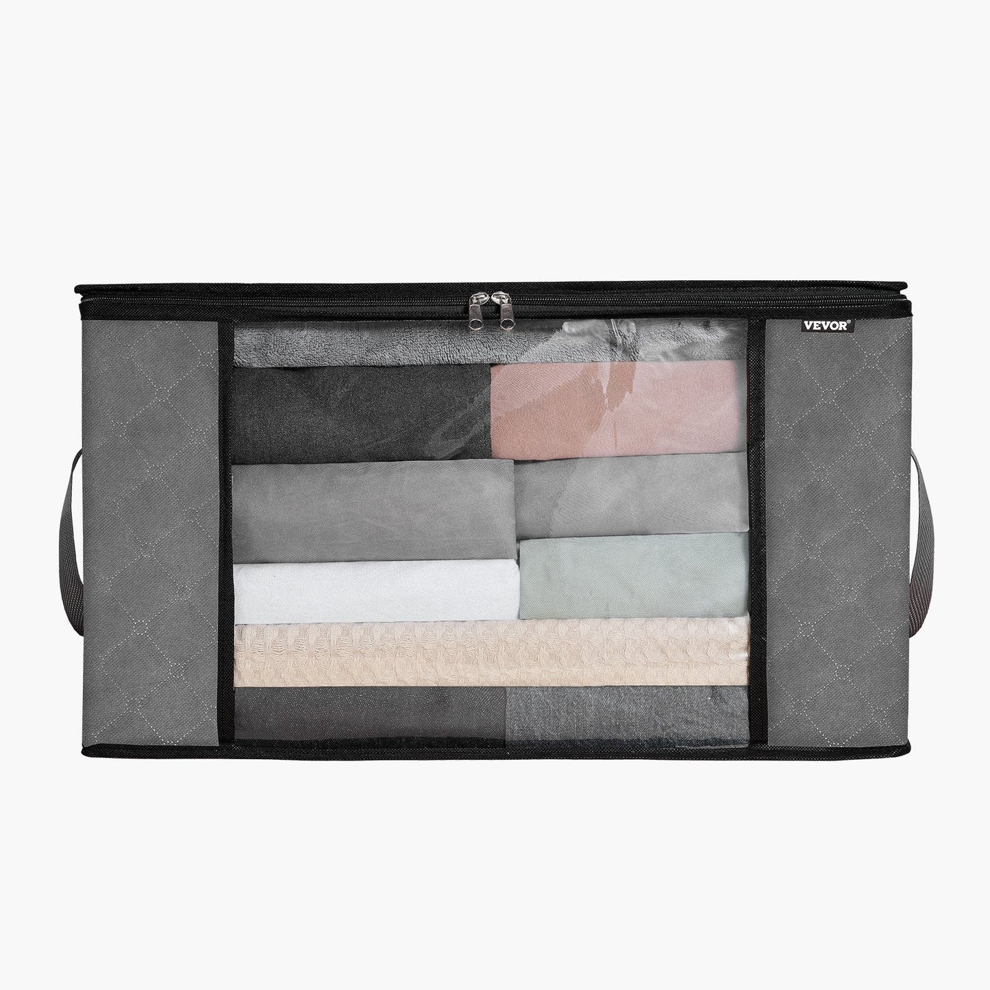 6 Packs 60L Oversized Blanket Storage Bags Sturdy Fabric Clothes Storage Containers for King Comforter Bedding Pillow Sheet, Grey