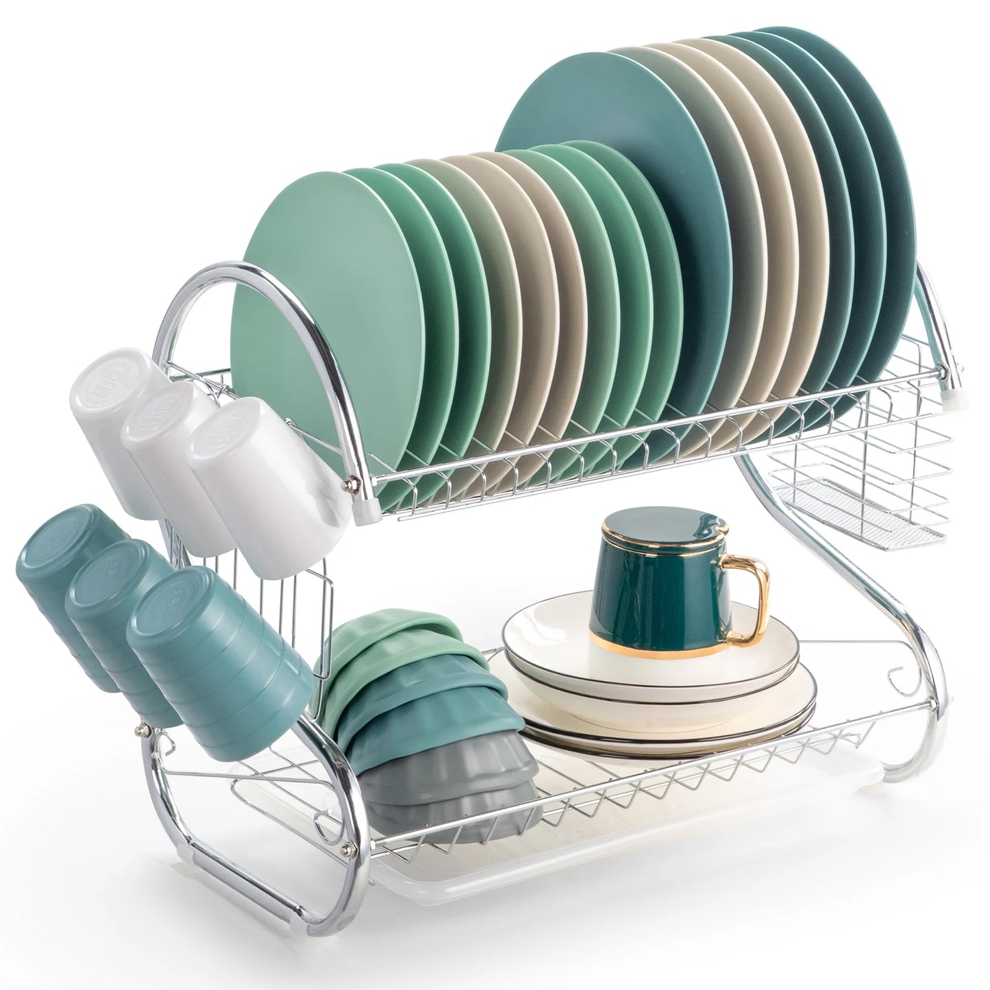 2-Tier Kitchen Dish and Bowl Drying Rack Set