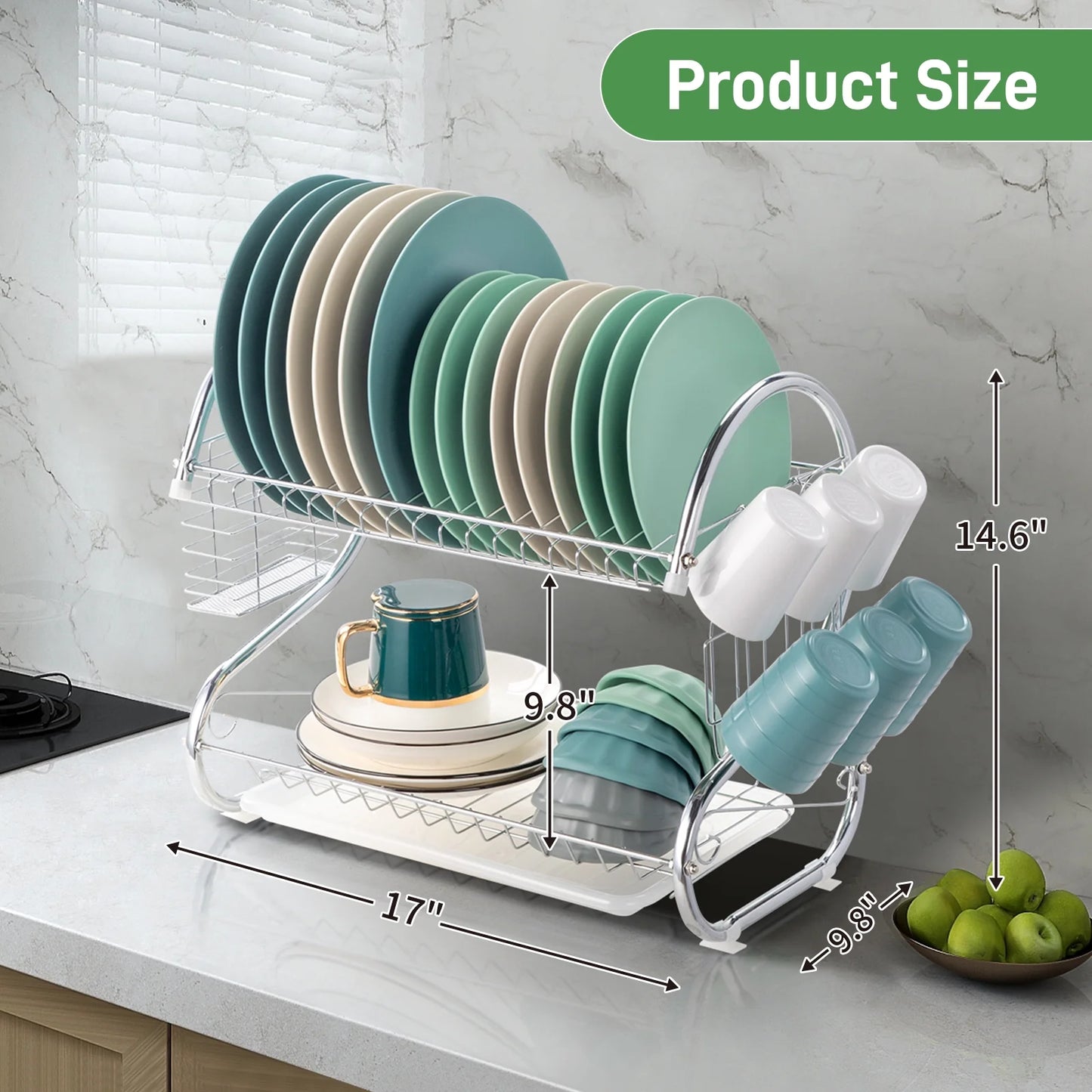 2-Tier Kitchen Dish and Bowl Drying Rack Set